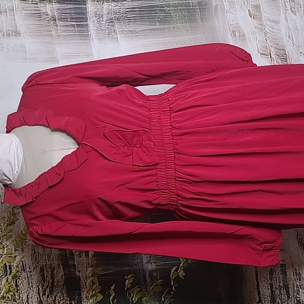 New with tags! LeadingStar Womens Large burgundy ruffle long sleeve maxi dress